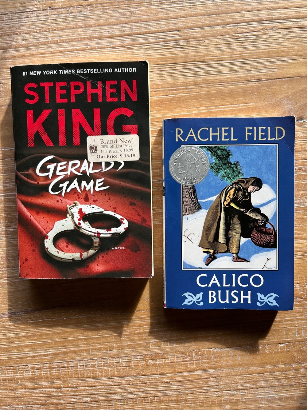 Novel Calico Bush by Rachel Field & Novel Gerald's Game by Stephen King.